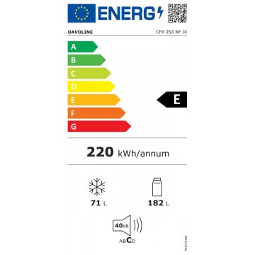 Davoline CFX 253 NF IX Ψυγειοκαταψύκτης 253lt Total NoFrost Υ180xΠ54xΒ60εκ. Inox